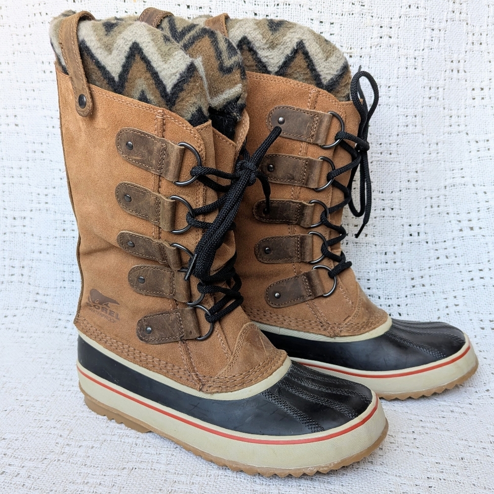 Sorel Joan of Arctic Knit II Boots Women’s Sz 9 Elk Brown Insulated Waterproof